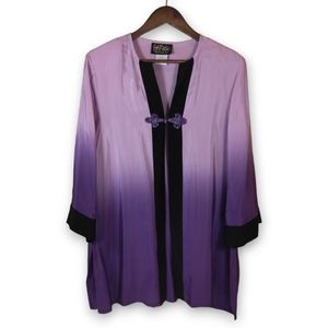 Vintage Bob Mackie Wearable Art 100% Silk Purple Ombre Blouse - Women's Size LG
